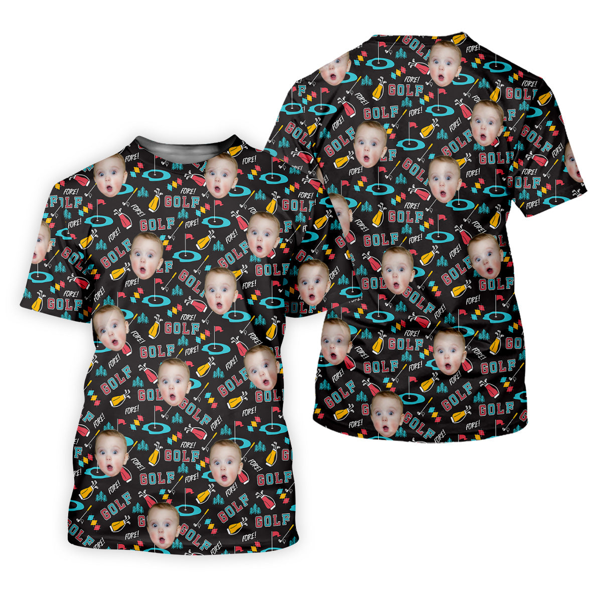 Custom Shirts With Faces, Funny Golf Polo ShirtGifts For The Golfing Dad, Golf Gift For Dad