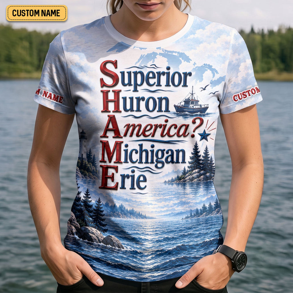 America Great Lakes Fishing UPF Shirt, Fishing Shirts For Women, Long Sleeve Fishing Shirt