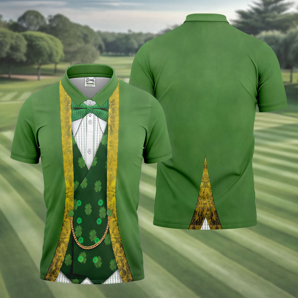 St Patrick's Day Leprechaun Costume Print Golf Tops For Men, Polo ShirtFor Men, Golf Shirts For Men
