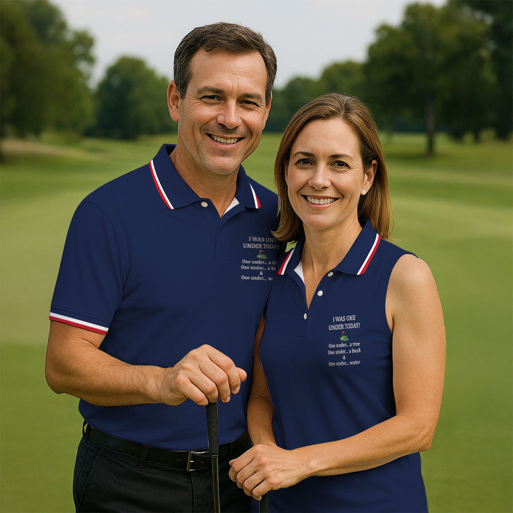 I Was One Under Today Navy Golf Shirt, Funny Golf Shirt, Golf Shirts For Men, Polo Shirts For Men