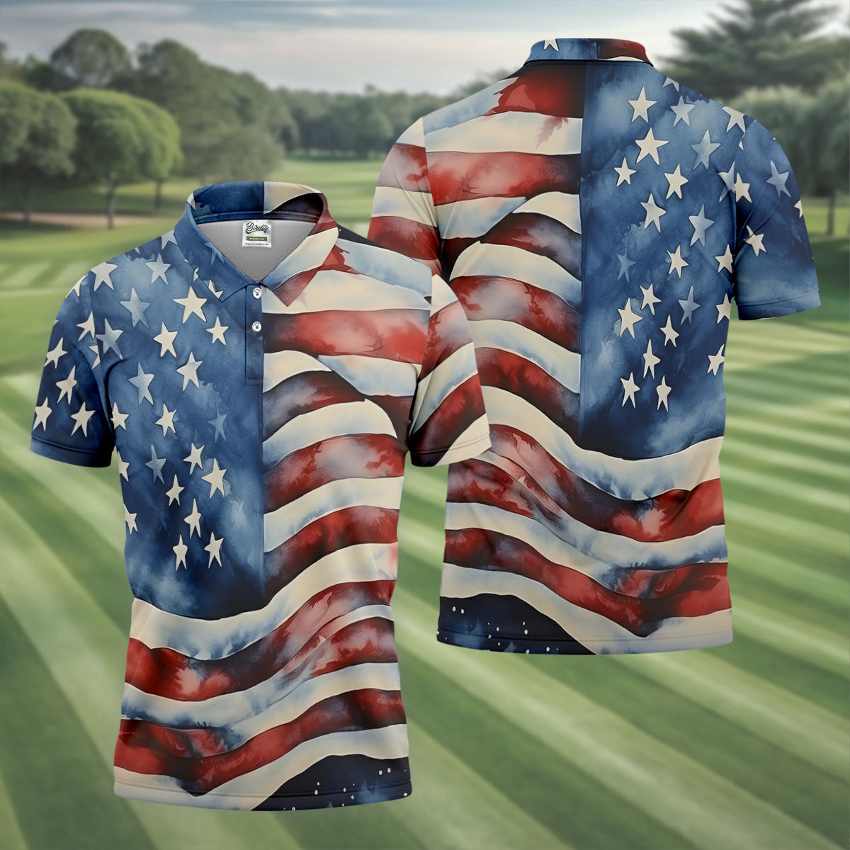 American Flag Golf Shirt, Patriotic Golf Polo Shirts, 250th Anniversary Polo Shirts For Men, Golf Shirts For Men