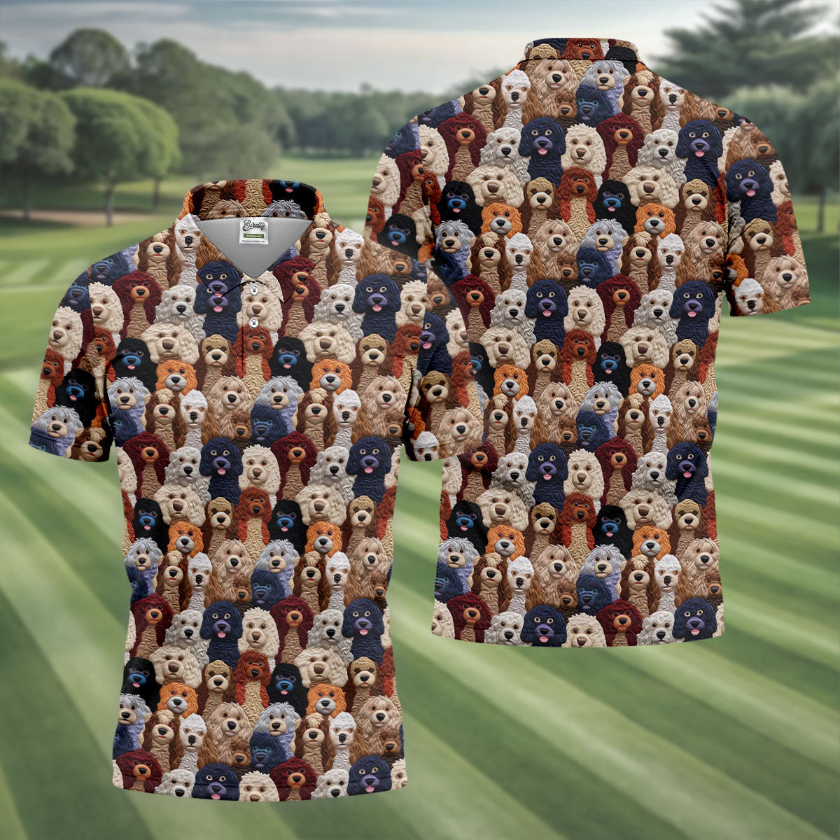 Cartoon Poodle Dog Men's Golf Polo Shirts, Gifts For Dog Lovers, Polo Shirts For Men