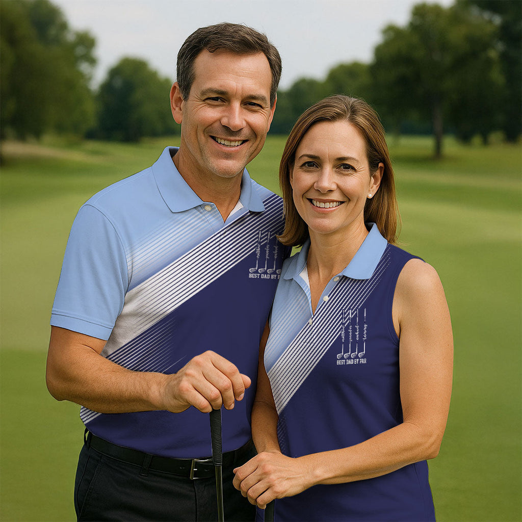 Best Dad By Par Diagonal Striped Father's Day Golf Shirt, Golf Gift For Dad, Polo Shirts For Men