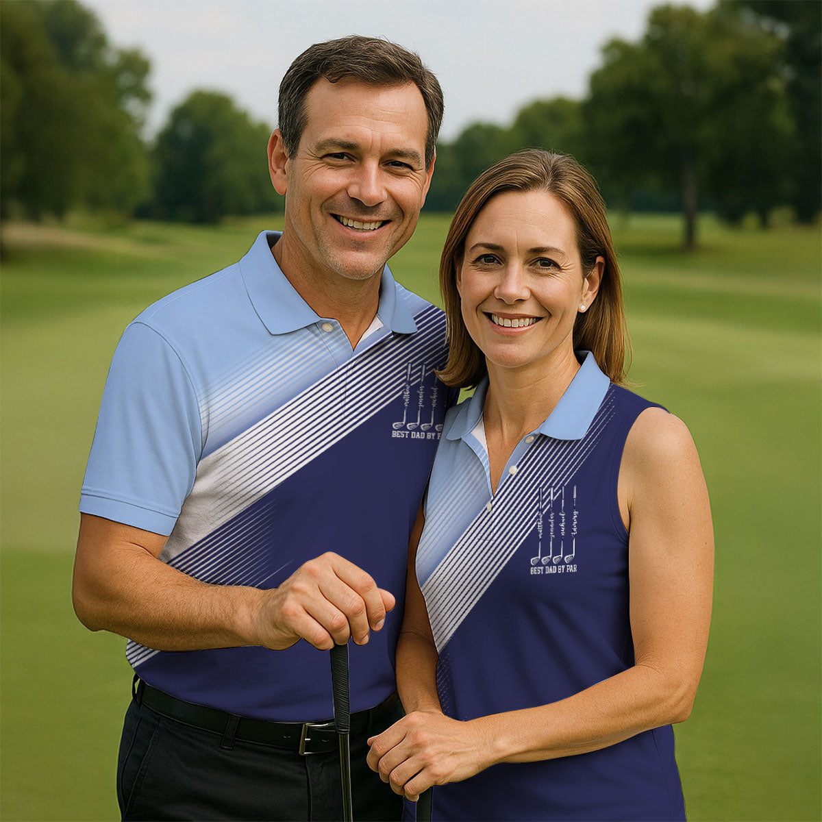 Best Dad By Par Diagonal Striped Father's Day Golf Shirt, Golf Gift For Dad, Polo Shirts For Men