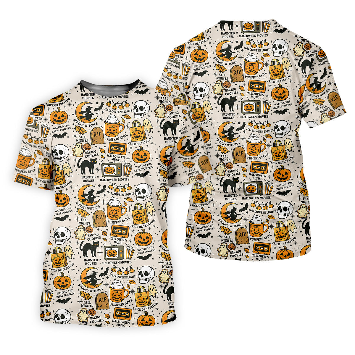 Spooky Witches, Spooky Cat, Cute Halloween T-Shirts, Mens Golf Polo Shirts, Golfing Apparel
