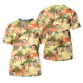 Yellow Sunset Hawaiian Shirt With Face, Men Golf Polo, Matching Hawaiian Outfits, Long Sleeve Polo
