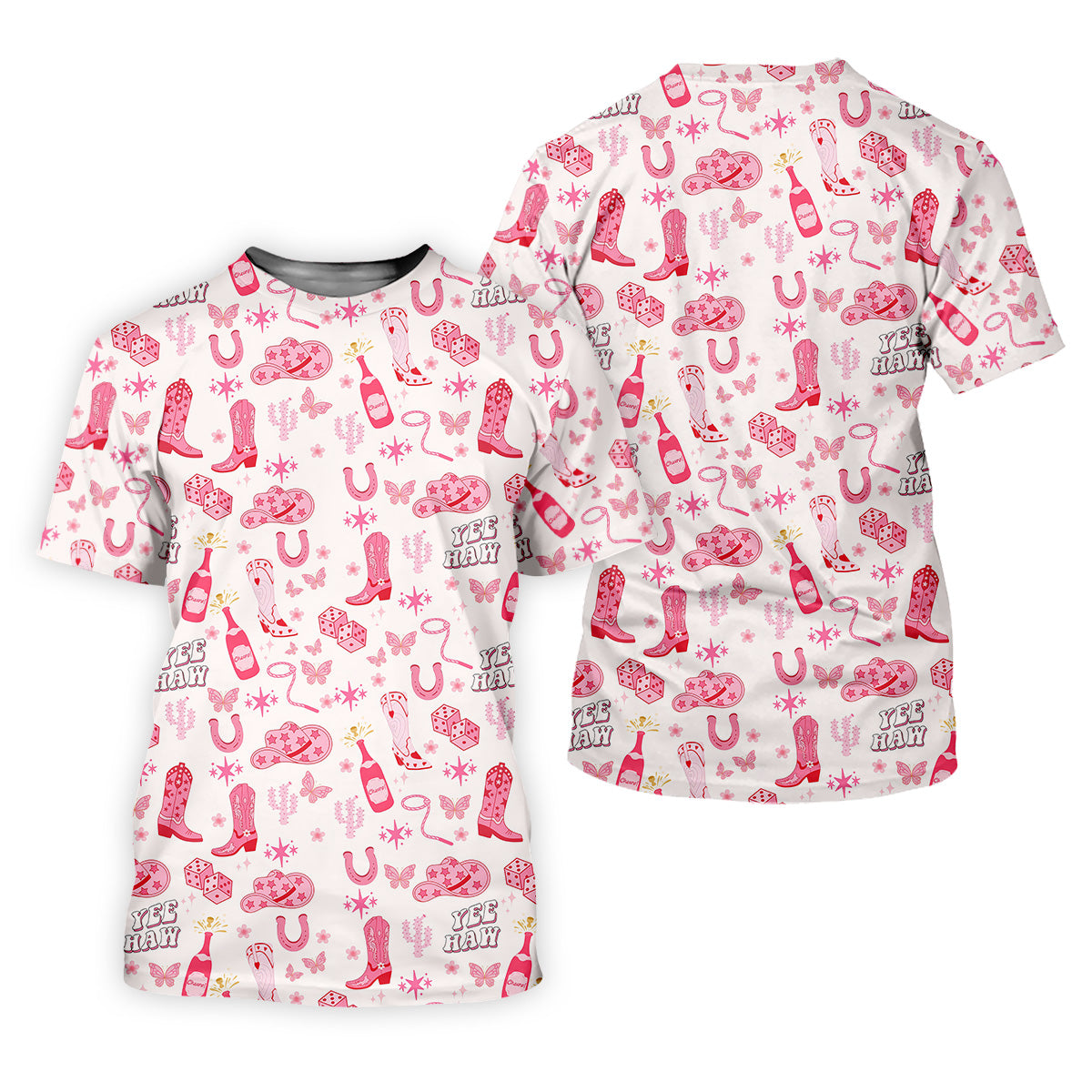 Yee Haw Cowgirl Pink Golf Polo, Western Golf Shirt, Fun Golf Shirts For Men, Golfing Apparel
