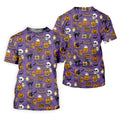 Purple Halloween Skull Golf Shirt, Spooky Cat, Halloween Theme Shirts, Ladies Golf Shirts, Golfing Apparel