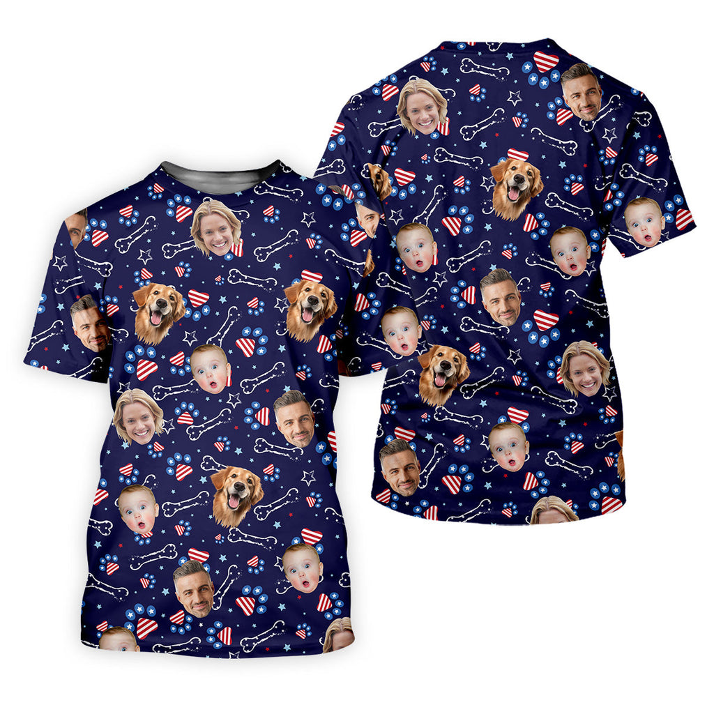 USA Custom Shirts With Faces, Men's Golf Polo Shirt, Men's 4th Of July Shirts, USA Golf Shirt