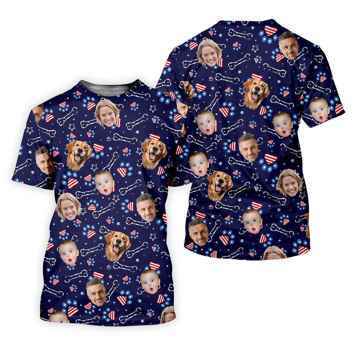 USA Custom Shirts With Faces, Men's Golf Polo Shirt, Men's 4th Of July Shirts, USA Golf Shirt