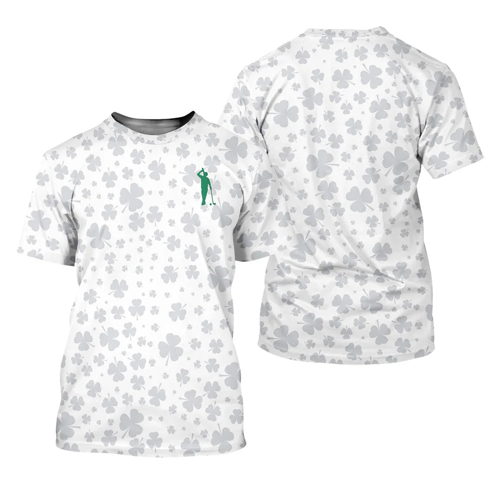Men’s St. Patrick’s Day Golf Shirt – Shamrock Stick Figure Golfer Design