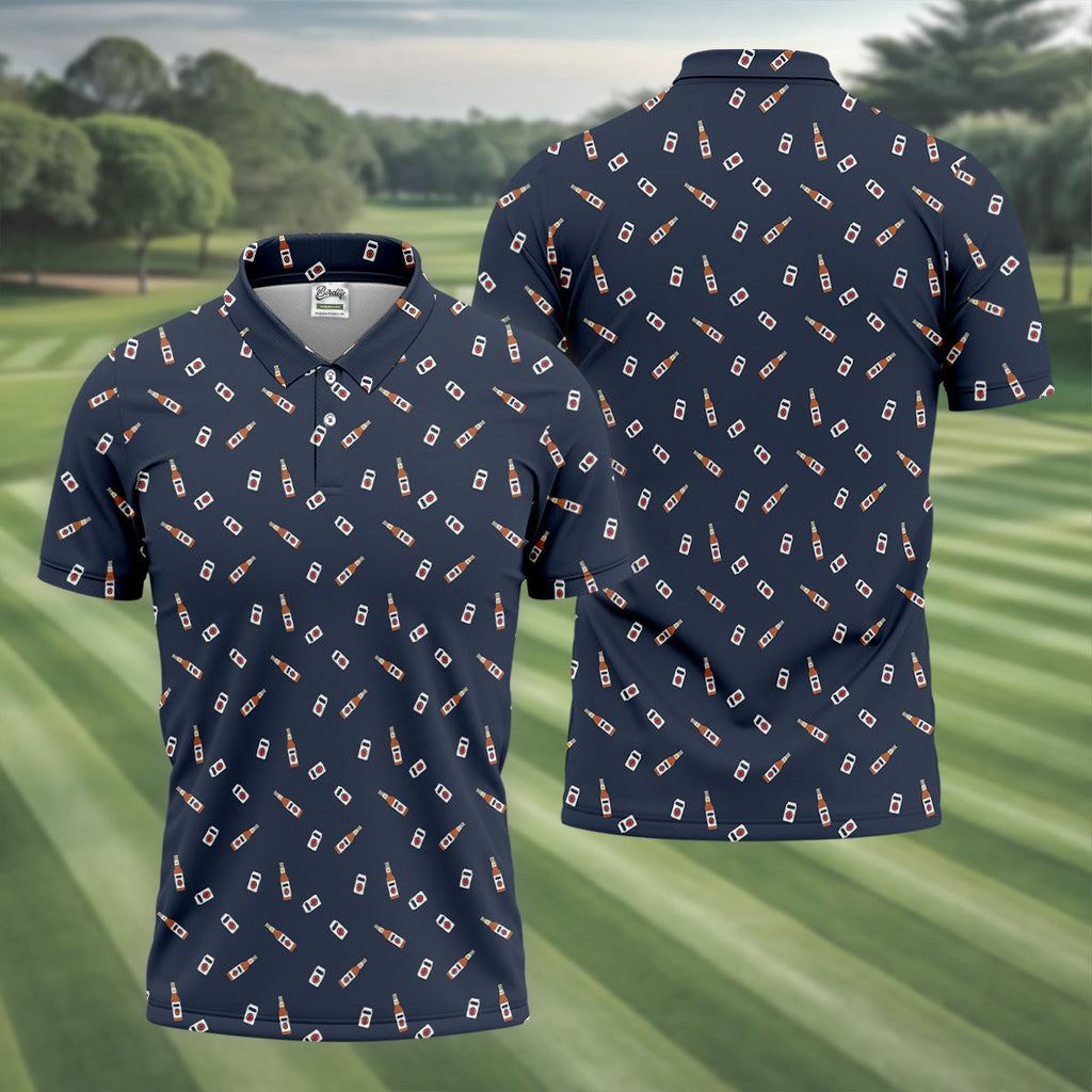 Beer Bottle Vs Can Seamless Pattern Golf Tops For Men, Golf And Beer Golf Shirts For Men