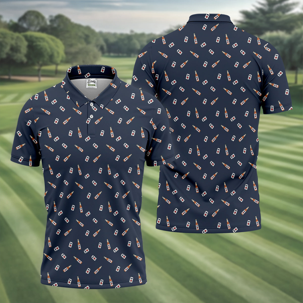 Beer Bottle Vs Can Seamless Pattern Golf Tops For Men, Golf And Beer Golf Shirts For Men