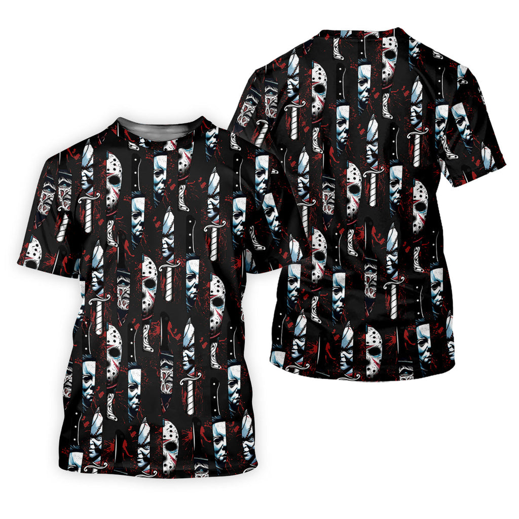 Horror Character Men's Golf Shirt, Horror Movie Shirt, Halloween Golf Shirt, Men Golf Gifts