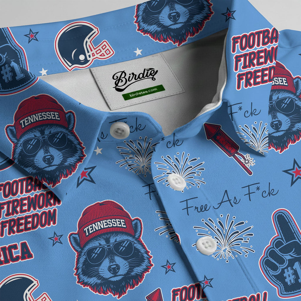 Raccoon Titans Blue Titans Red Sport Polo, American Football League Gift Ideas For Football Fans