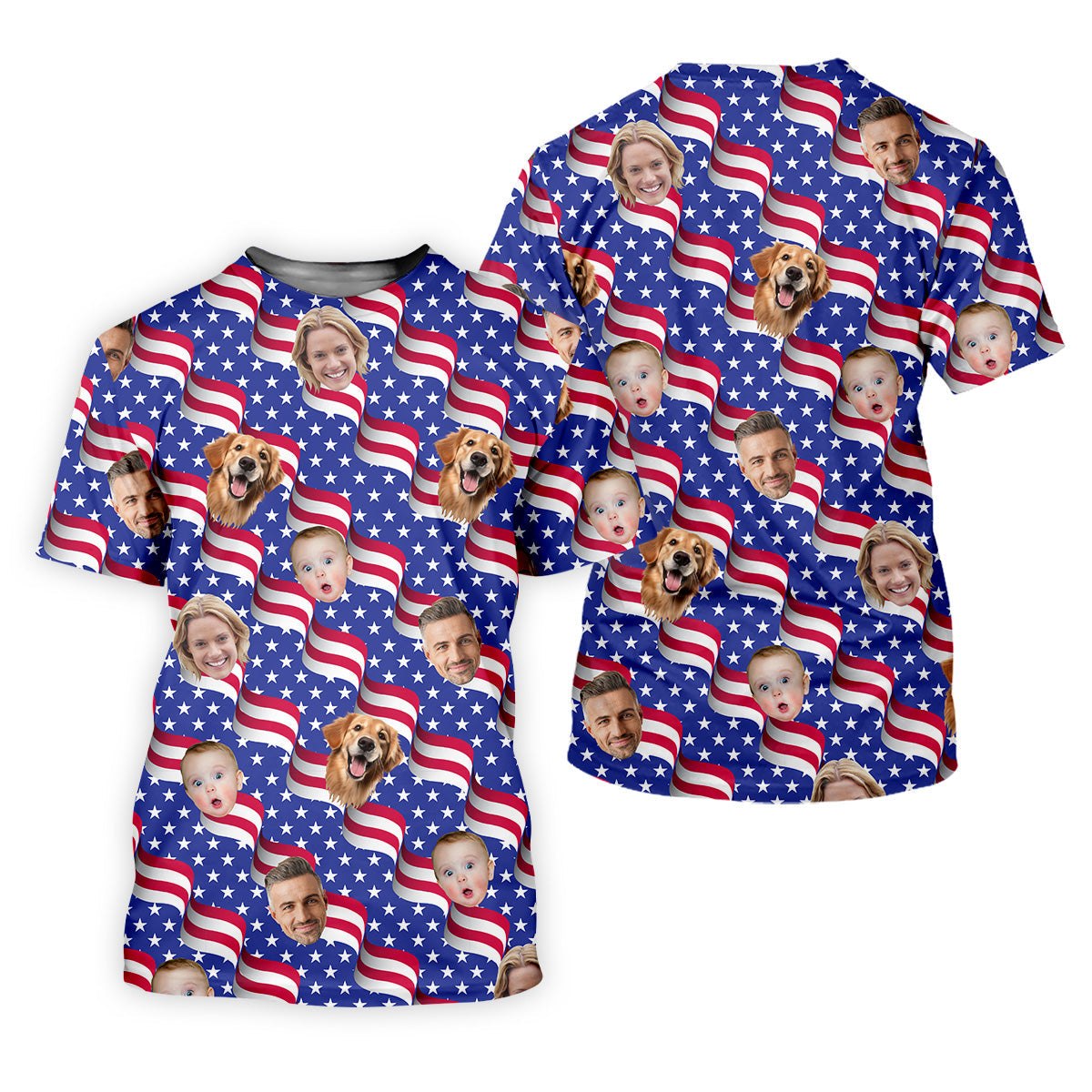 Funny 4th Of July Personalized Face Shirts, Men's Golf Polo Shirt, Patriotic Golf Polo Shirt, Dad Golf Gift