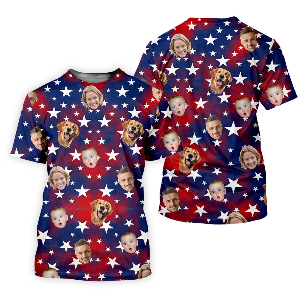 American Flag Personalized Face Shirts, Men's Golf Polo Shirt, Patriotic Golf Polo Shirt, 4th Of July Shirt, Dad Golf Gift