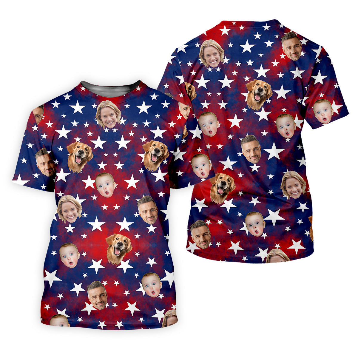 American Flag Personalized Face Shirts, Men's Golf Polo Shirt, Patriotic Golf Polo Shirt, 4th Of July Shirt, Dad Golf Gift