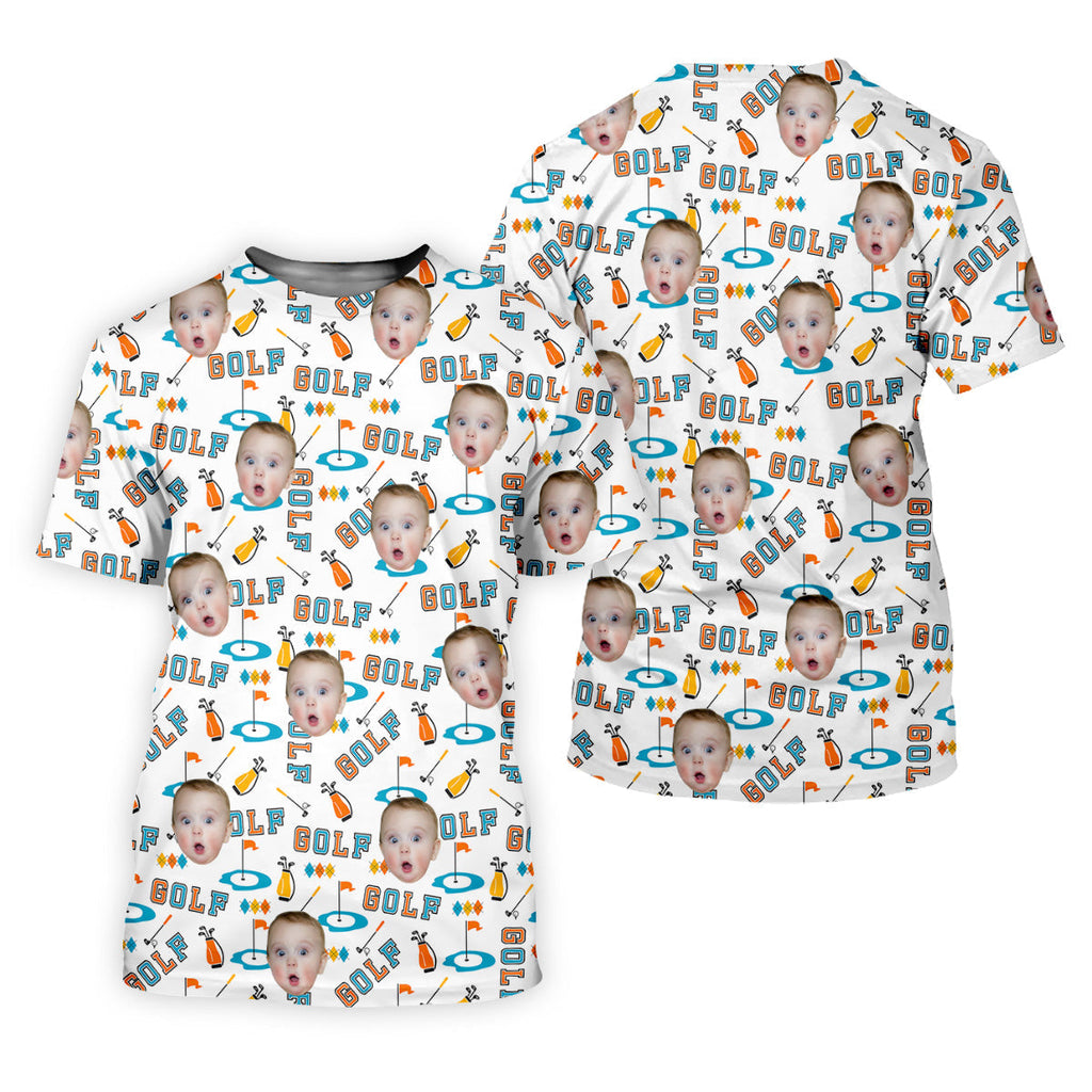 Custom Kids Photo Golf Shirt, Funny Golf Polo Shirt, Gifts For The Golfing Dad, Christmas Golf Gift