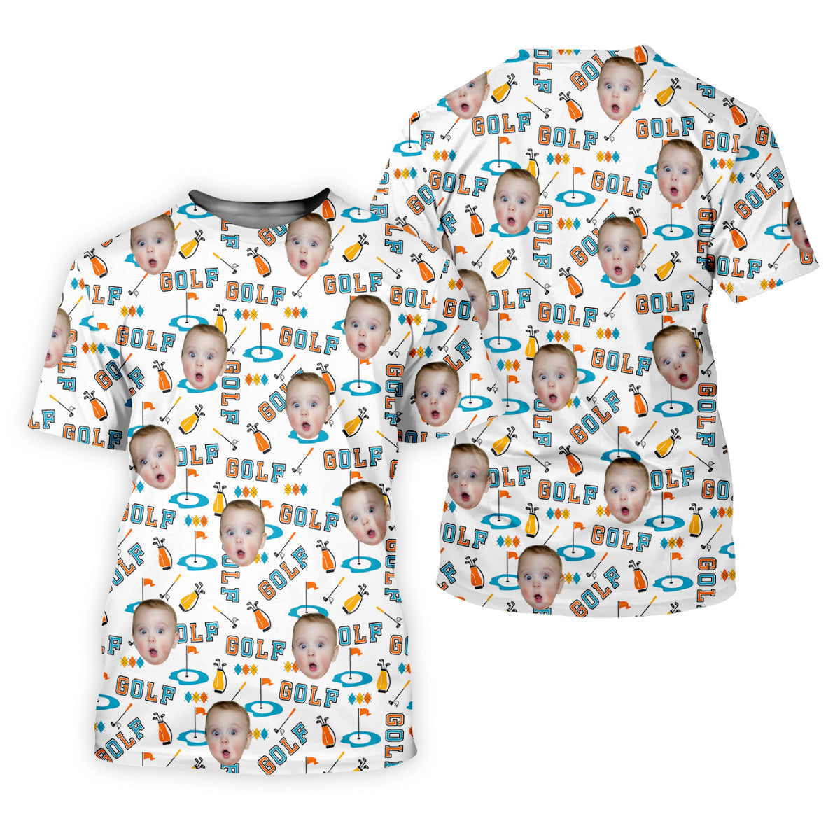 Custom Kids Photo Golf Shirt, Funny Golf Polo Shirt, Gifts For The Golfing Dad, Christmas Golf Gift