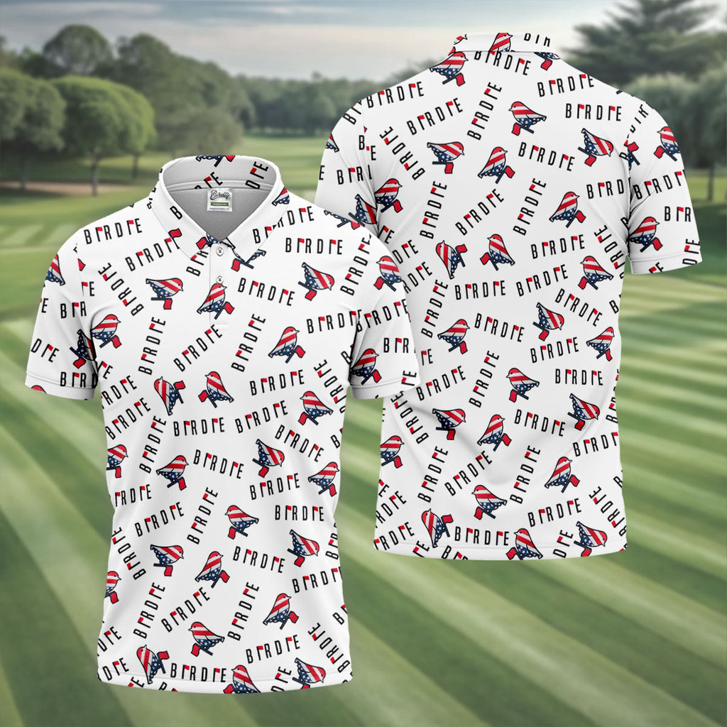 American Flag Pattern Patriotic 4th Of July Golf Tops For Men, 250th Anniversary Golf Shirts For Men