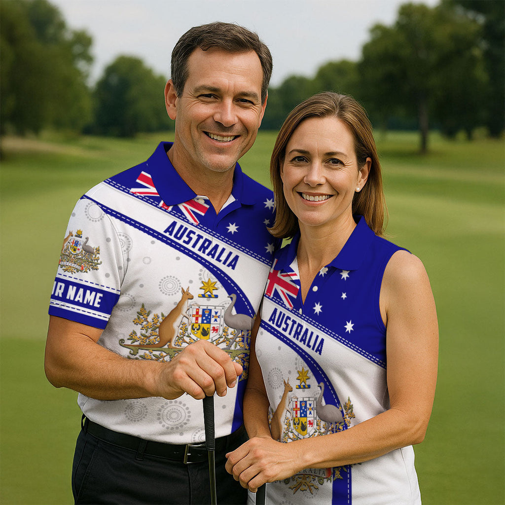 Australian Coat Of Arms Golf Tops For Men, Australia Flag Print Polo Shirts For Men