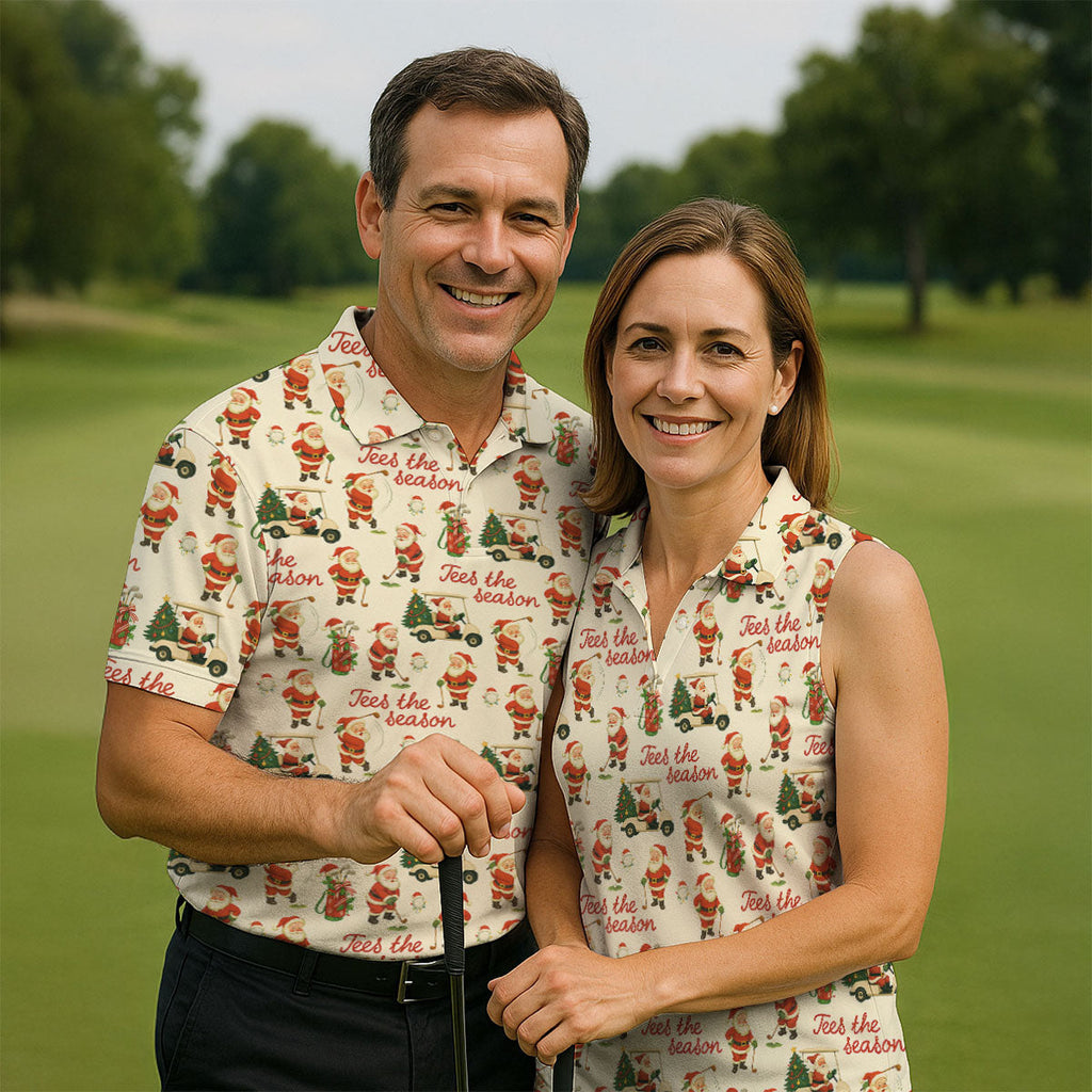 Tees The Season Funny Santa Claus Golf Tops For Men, Christmas Golf Shirt, Polo ShirtFor Men, Golf Gift For Men