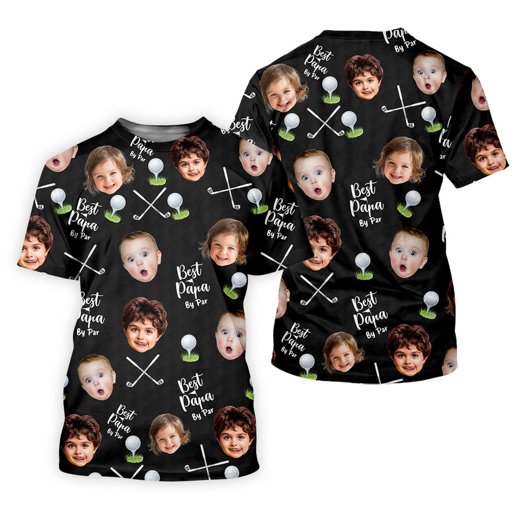 Best Papa By Par Black Custom Photo Golf Shirt, Funny Golf Shirt, Christmas Golf Gift