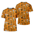 Orange Halloween Cat Golf Polo Shirts, Halloween Theme Shirts, Ladies Golf Shirts, Golfing Apparel