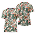 Tropical Floral Pattern Custom Hawaiian Shirts With Face, Men Polo ShirtLong Sleeve Golf Shirts