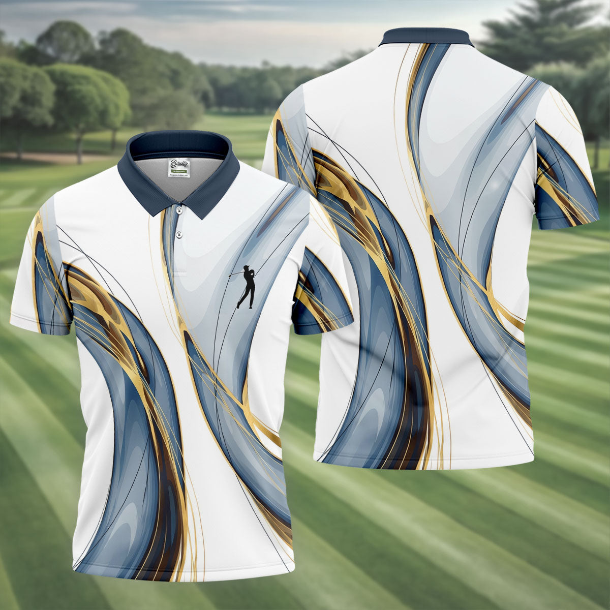 Abstract Line Art Retro Golf Shirt, Golf Shirts For Men, Polo Shirts For Men, Golf Gift For Men