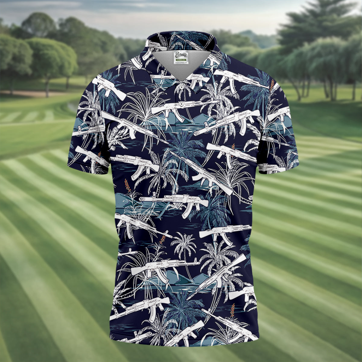 Dark Blue Color Army Theme Hawaiian Golf Polo, Golf Shirts For Men, Polo Shirts For Men