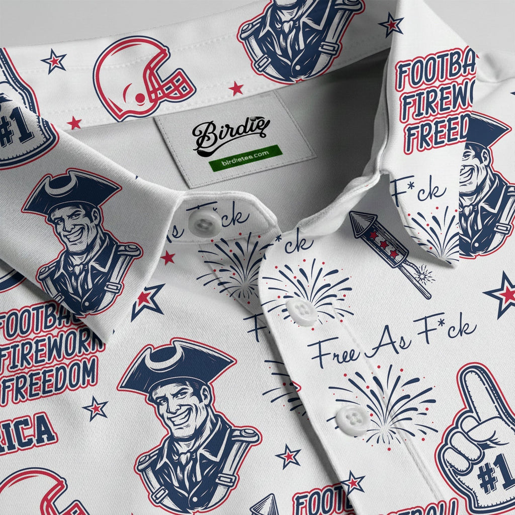 Revolutionary War Soldier Red White Blue Sport Polo, American Football League Gift Ideas For Football Fans