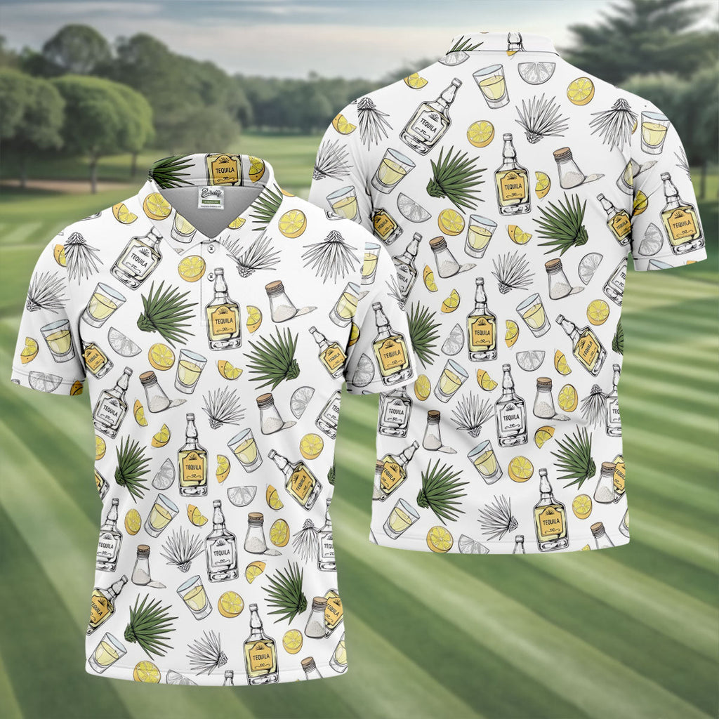Tequila Lime Fiesta Time Golf Tops For Men, Cinco De Mayo Celebration Golf Shirts For Men