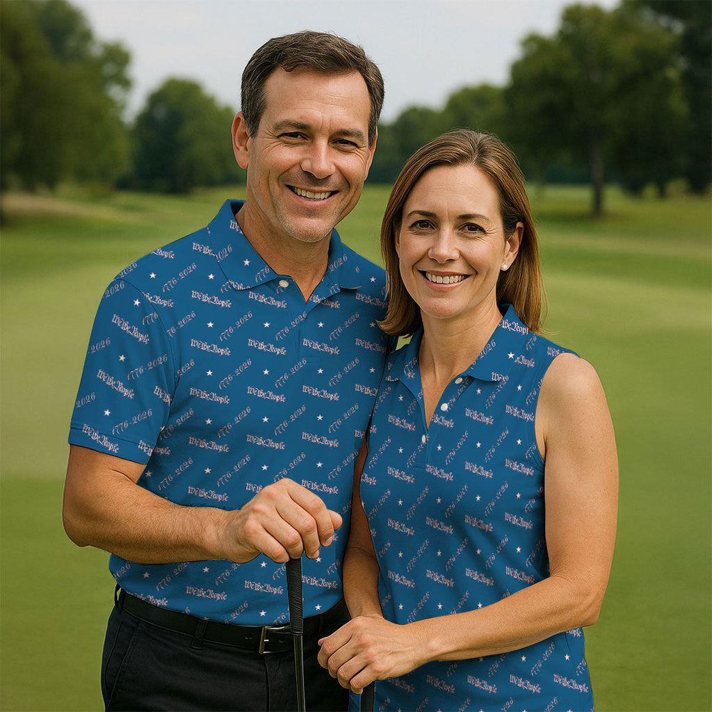 We The People 1776 2026 Patriotic Golf Polo Shirts, 250th Anniversary Polo Shirts For Men, Golf Shirts For Men
