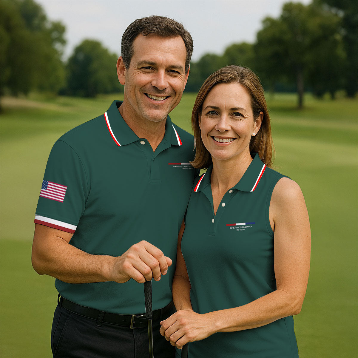 United States Of America 250 Years Green Golf Shirt, Patriotic Golf Shirt, Golf Shirts For Men