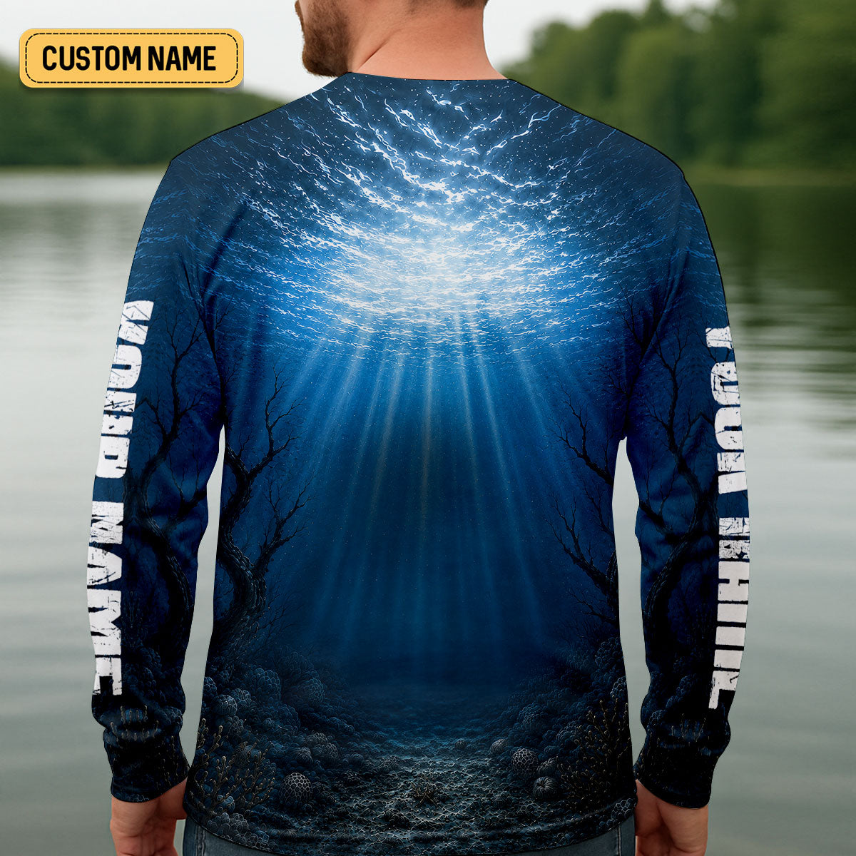 Underwater Shark Poker Fishing UPF Shirt, Long Sleeve Fishing Shirt, Fishing Shirts For Men