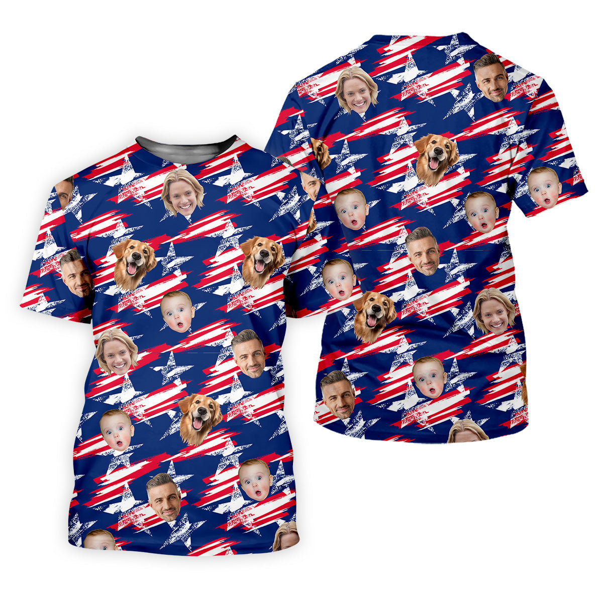 Independence Day Custom Shirts With Face, Men's Golf Polo Shirt, America Flag Golf Shirt, USA Golf Shirt