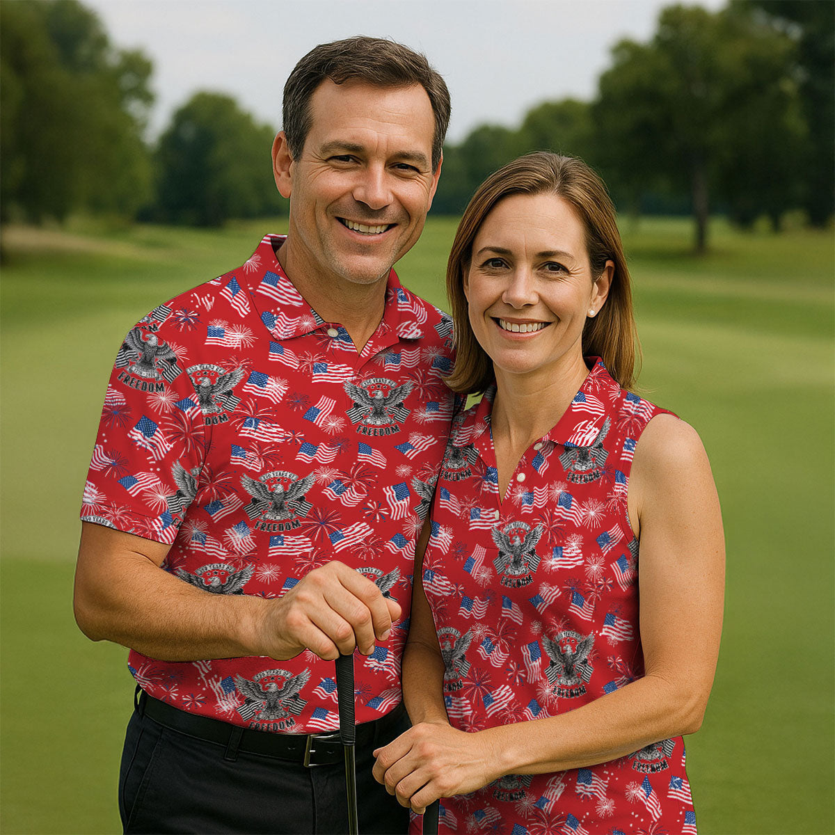 250 Years Of Freedom Festive Flag Vintage Red Golf Shirt, Patriotic 4th Of July Golf Shirts For Men