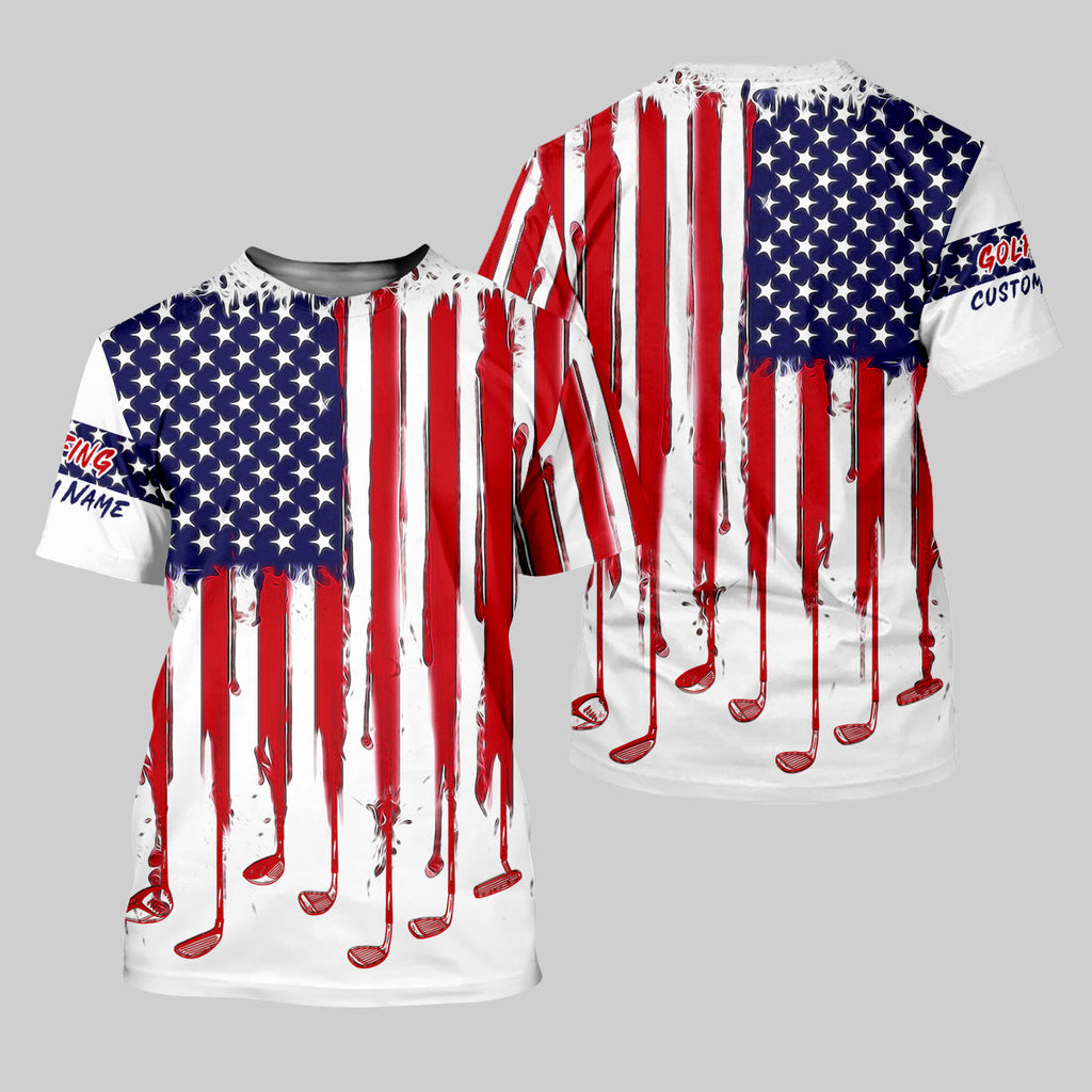 American Flag Custom Golf Polo Shirt, US Patriotic Pride Men's Golf Polo Shirt, Patriotic Golf Shirt, USA Golf Shirt