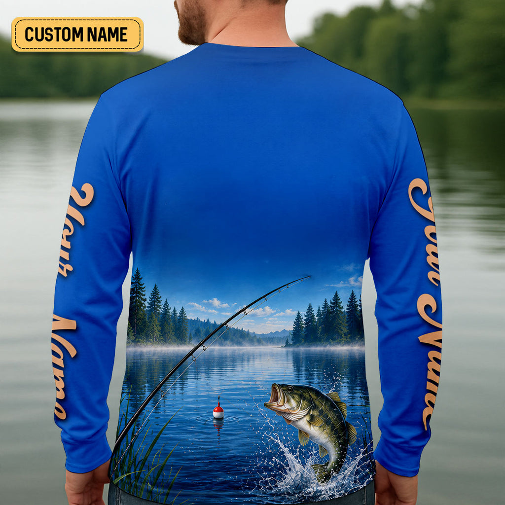 Custom Funny Bikini Bass Fishing UPF Shirt, Mens Fishing Shirts, Bass Fishing Shirt