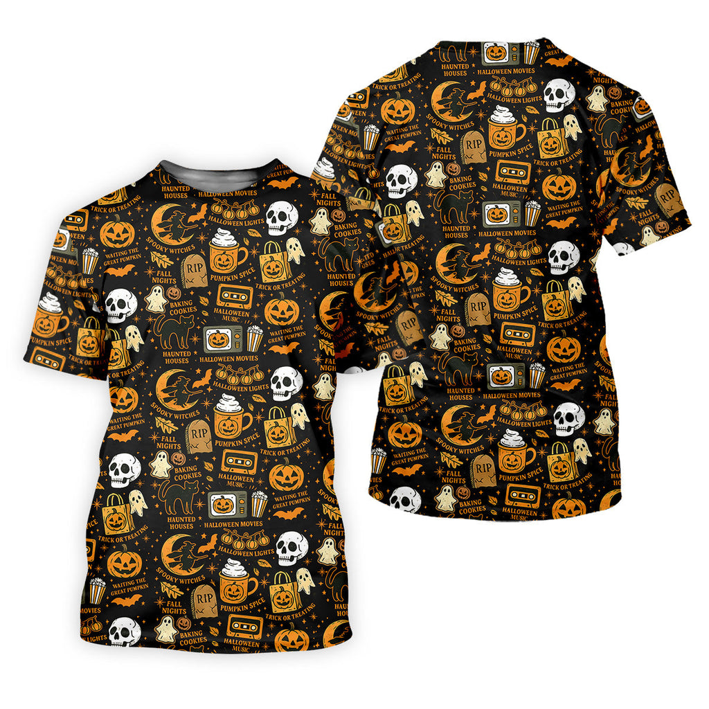 Vintage Halloween Cat Golf Polo Shirts, Halloween Theme Shirts, Ghost Pumpkin Ladies Golf Shirts, Golfing Apparel