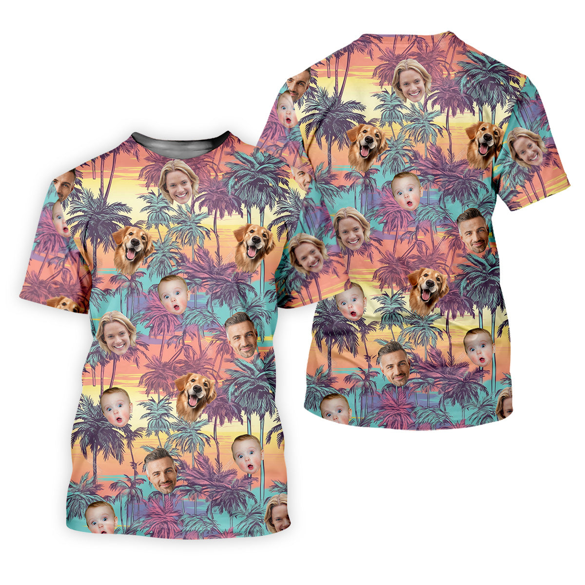 Men Palm Tree Shirt, Seamless Pattern, Hawaiian Shirts With Faces, Mens Golf Polo Shirt Mens Hawaiian Shirt