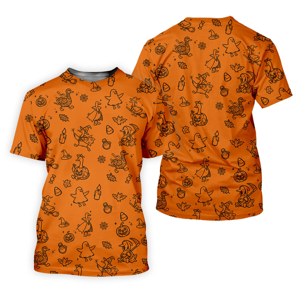 Goose Halloween, Doodle Pattern, Orange Golf Shirt, Mens Funny Golf Shirts, Long Sleeve Golf Shirts, Men Golf Polo