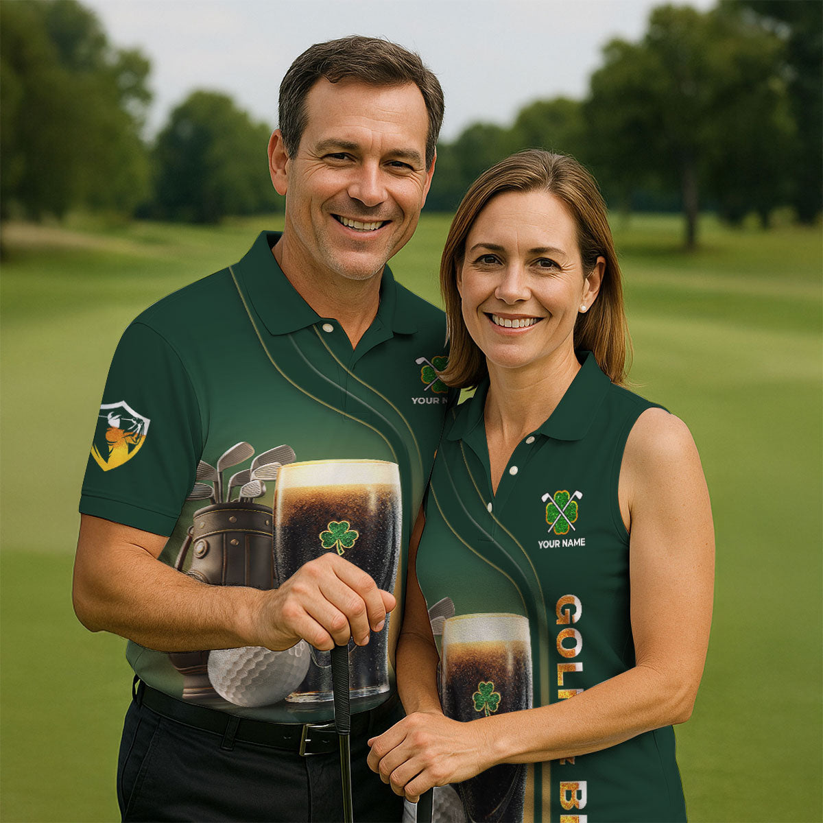 If You Drink Definitely Drive Golf And Beer Black Beer St Patrick's Day Green Golf Tops For Men, Golf Shirts For Men