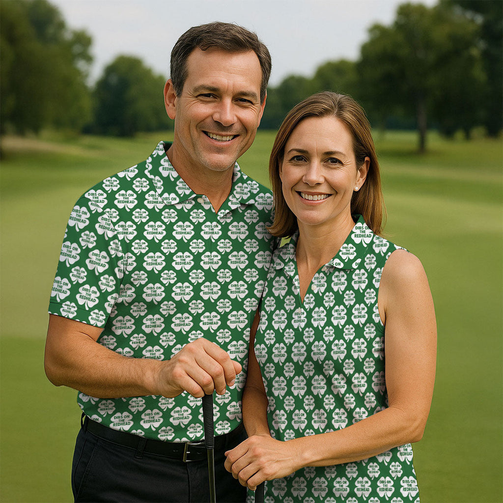 Dibs On The Redhead Lucky Four Leaf Clover St Patrick's Day Golf Shirt, Polo Shirts For Men, Golf Shirts For Men