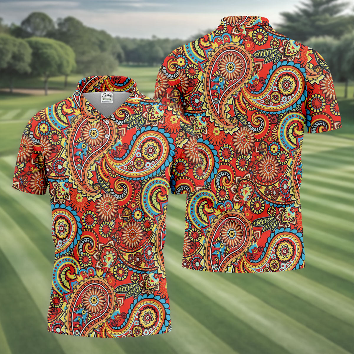 Paisley Design Golf Tops For Men, Boho Pattern Golf Shirts For Men, Polo Shirts For Men