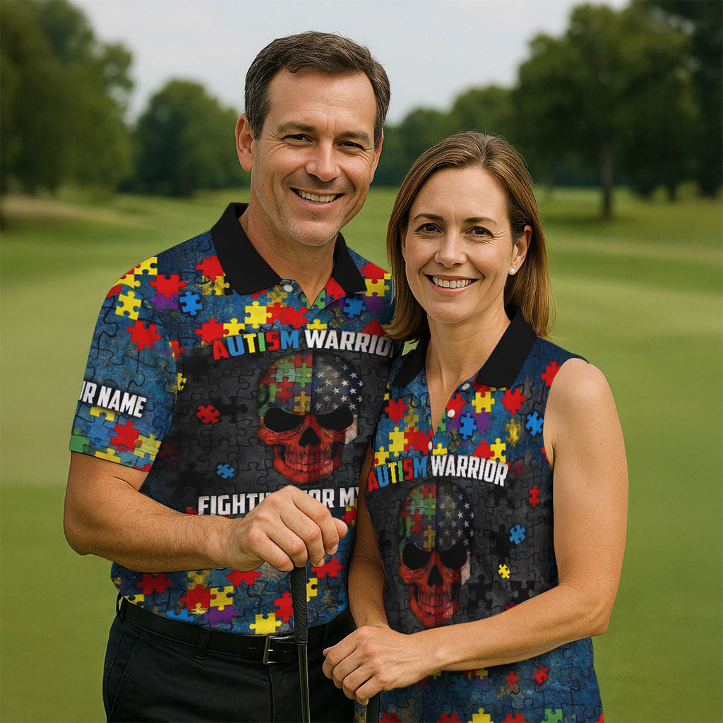 Autism Warrior Fighting For My Son Colorful Puzzles Golf Tops For Men, Father's Day Golf Gift