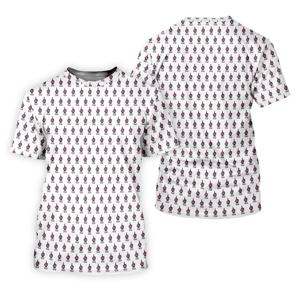 Funny Middle Finger Pink Ribbon Men's Golf Shirt, Breast Cancer Golf Shirt, Fun Golf Shirts For Men