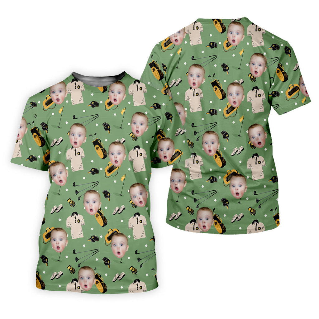 Custom Shirt With Kids Photo, Funny Golf Shirt, Christmas Golf Gift, Gifts For The Golfing Dad